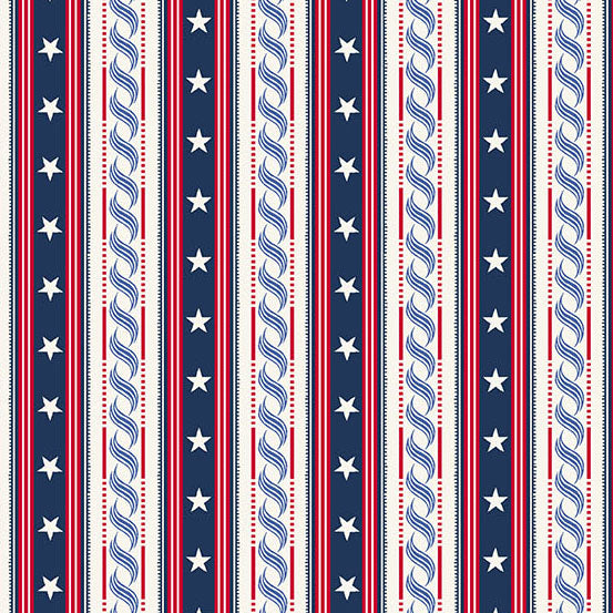 AMERICANA by Andover Fabrics - Stripe Blue A-10183-B