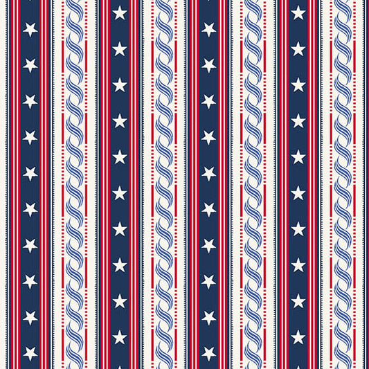 AMERICANA by Andover Fabrics - Stripe Blue A-10183-B