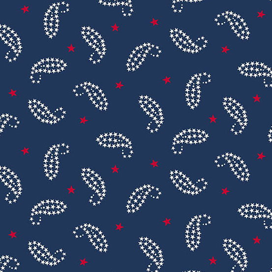 AMERICANA by Andover Fabrics - Paisley Blue A-10189-B