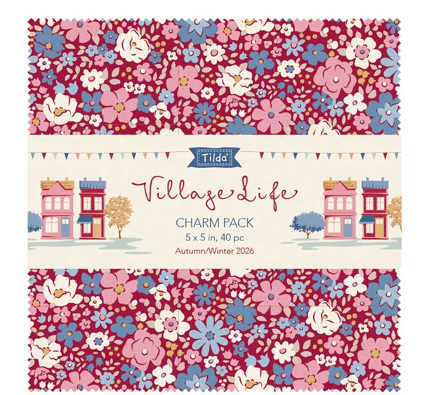 5" CHARM PACK 42pc. Tilda Village Life Charm Pack – 5" Squares IN STOCK NOW • SHIPPING OCTOBER 1, 2026