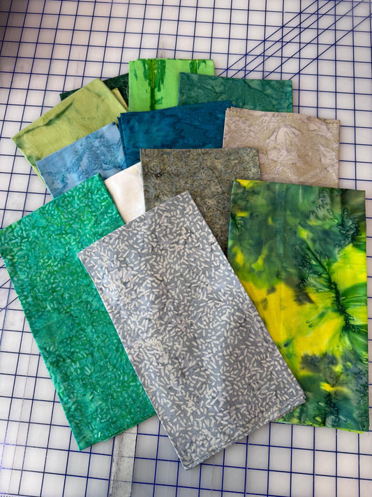 Sew Colorful Batik Bundle - Moss & Mist