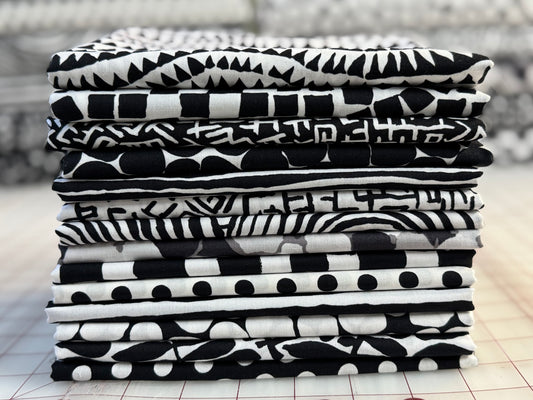 14pcs - Fat Quarter Pack - Black and White Bundle - Kaffe Fassett Collective