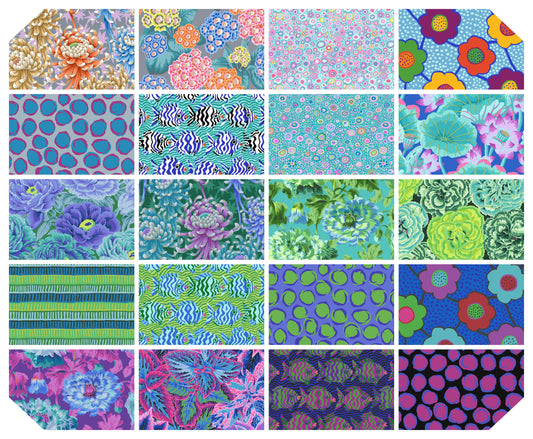 6" 20pcs AUGUST 2025 DESIGN STRIP - COOL FB4DRGP Kaffe Fassett Collective
