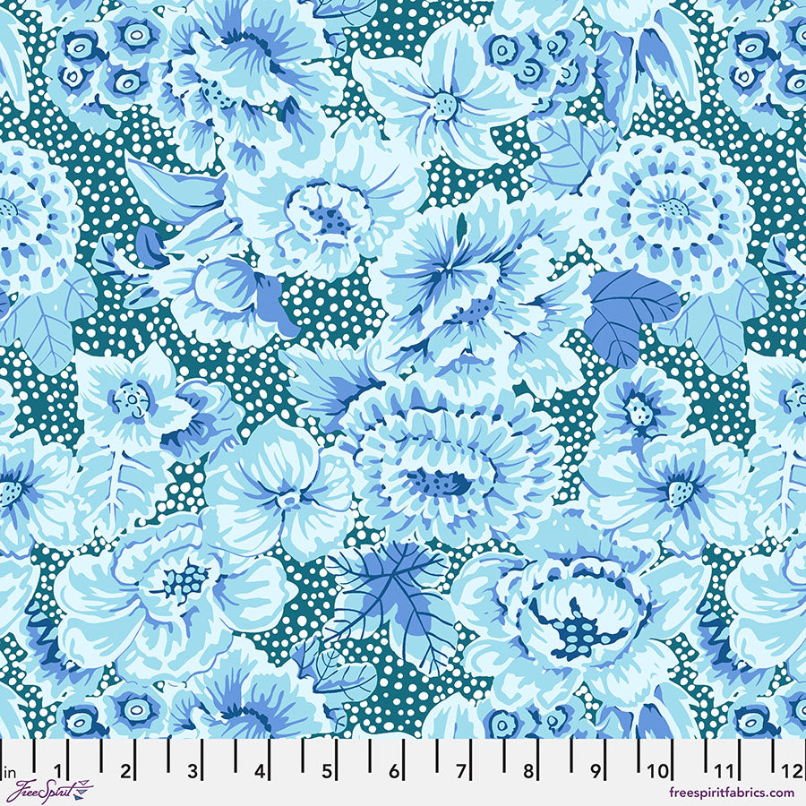 PRE-ORDER - FLORAL WITH DOTS - BLUE - Kaffe: From the Archives PWGP002.BLUE - December 2025