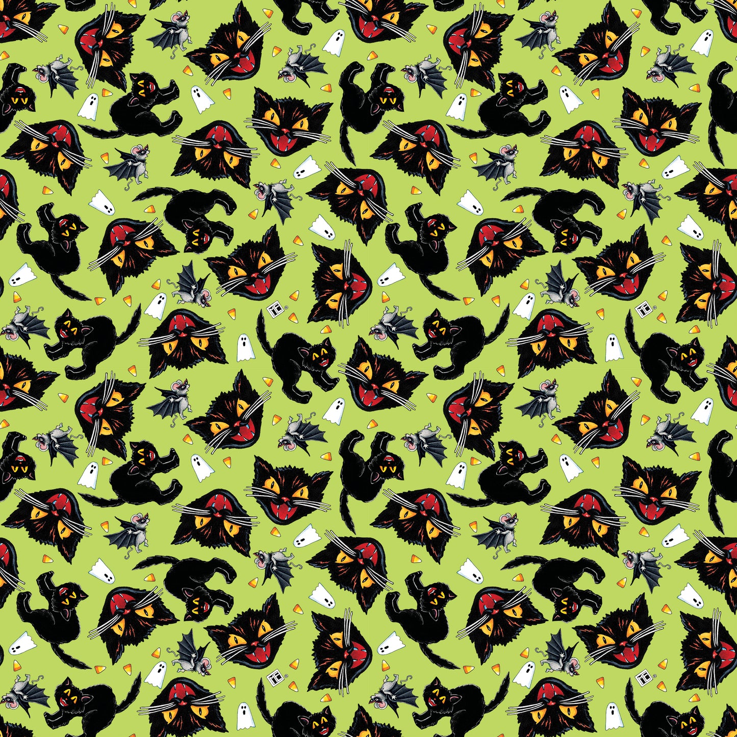 CAT AND MOUSE - Lime - Spooky Cute Halloween PWMY004.LIME Mary Engelbreit - May 2025