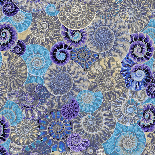 AMMONITES Blue PWPJ128 Philip Jacobs Kaffe Fassett Collective AUGUST 2024