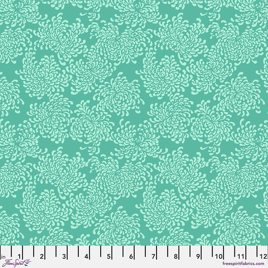 ***SALE*** Summer Blossoms - Aqua - Utopia - Snow Leopard for FREESPIRIT - PWSL145.AQUA
