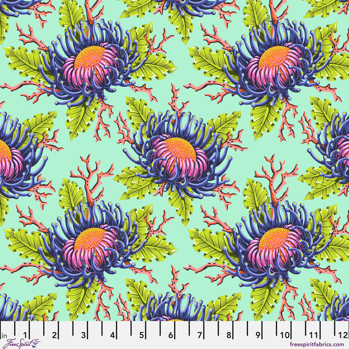 PRE-ORDER Friends & Anemones - Seafoam - Floral Reef Tula Pink - PWTP265.SEAFOAM