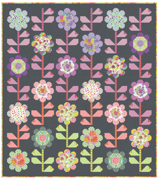 Blooming Bouquets Dark Quilt - Download PDF Pattern