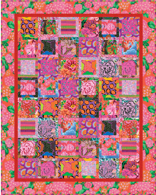 Kaffe Fassett – Magic Squares Quilt Kit - Pattern Included – Hot - August 2025 - 57" x 72"
