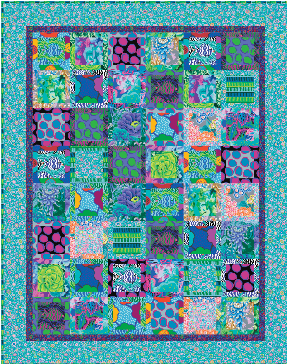 PRE-ORDER Kaffe Fassett – Magic Squares Quilt Kit - Pattern included – Cool - August 2025 - 57" x 72"