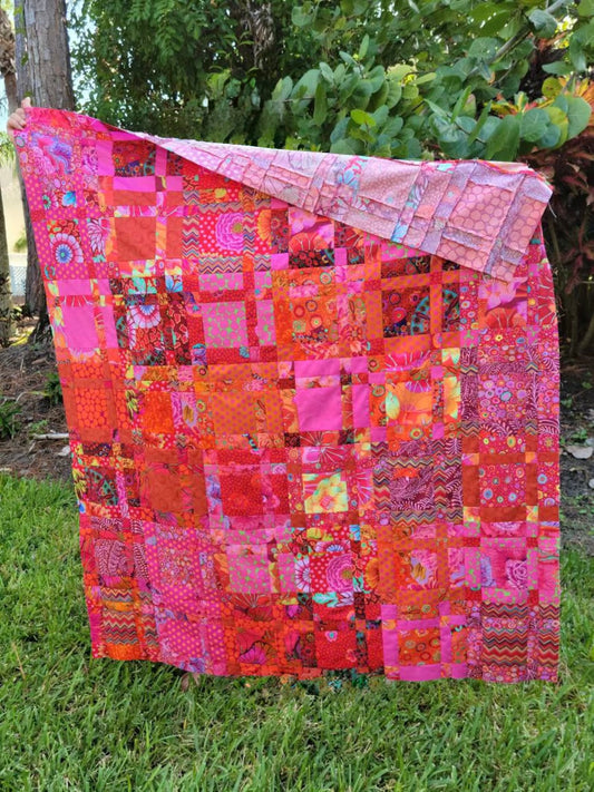 Tartan Quilt Kit – Ember (Red) Colorway 64" X 80" - Kaffe Fassett Collective Fabrics