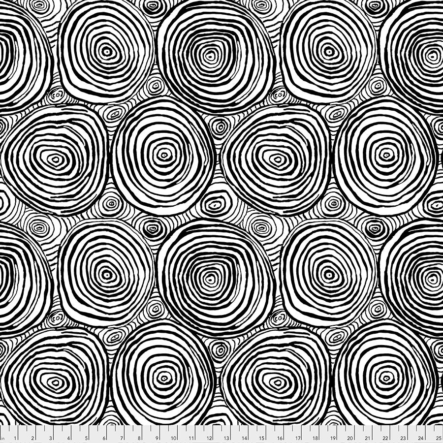 108" ONION RINGS BLACK Wide backing Sateen Cotton Brandon Mably