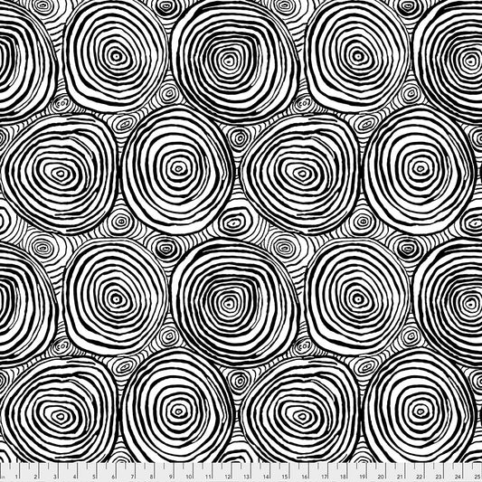 108" ONION RINGS BLACK Wide backing Sateen Cotton Brandon Mably