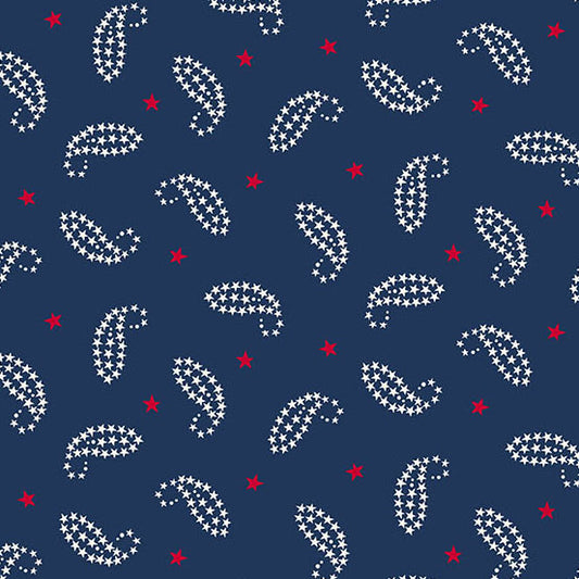 AMERICANA by Andover Fabrics - Paisley Blue  A-10189-B