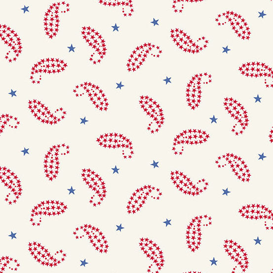 AMERICANA by Andover Fabrics - Paisley Cream  A-10189-L