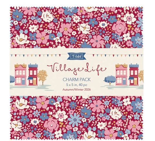 5" CHARM PACK 42pc. Tilda Village Life Charm Pack – 5" Squares  IN STOCK NOW • SHIPPING OCTOBER 1, 2026