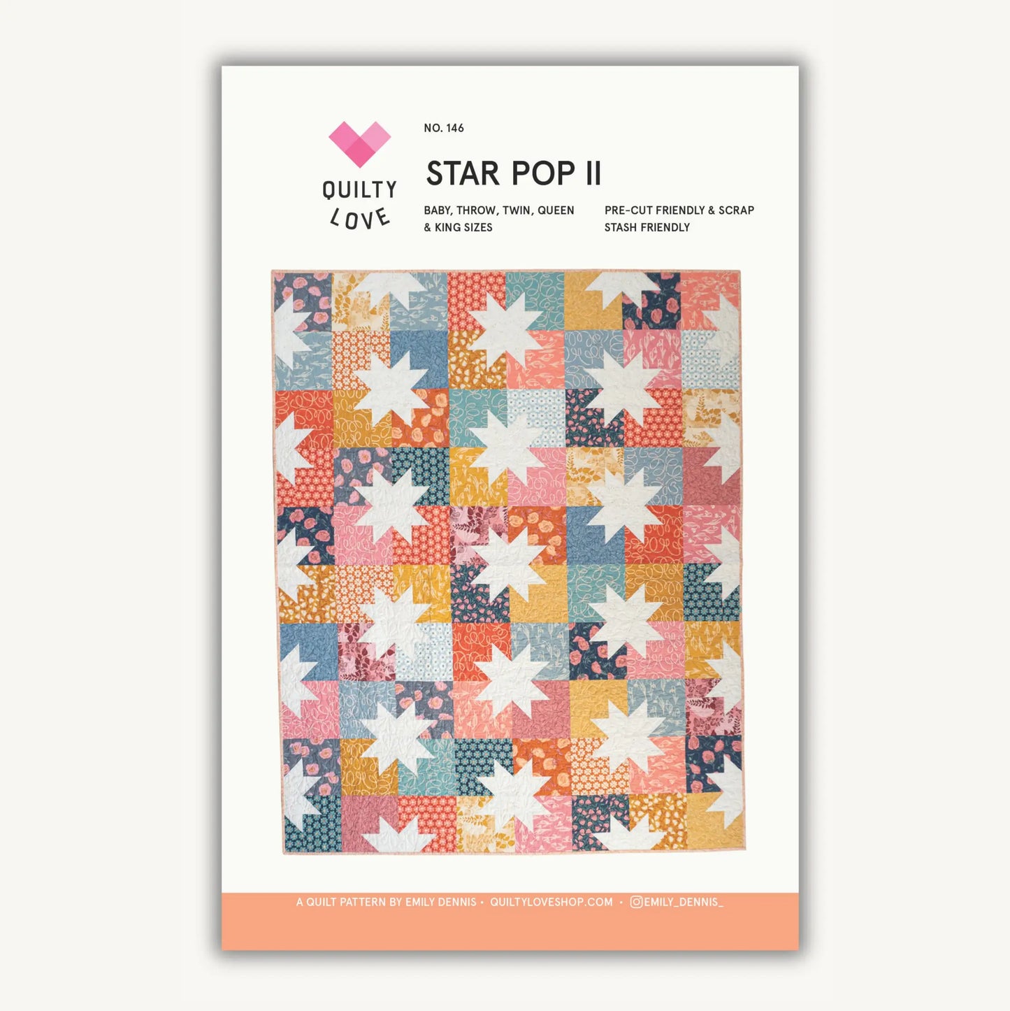 Star Pop Quilt Pattern - Paper Pattern - By Quilty Love