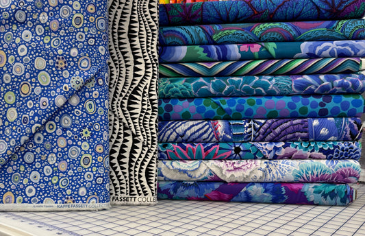 BLUE SWIRLY Fabric Pack -  64" X 80"  - Kaffe Fassett Collective