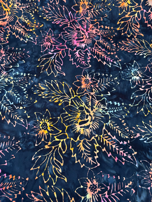 ***SALE***BATIK – Black Midnight Bloom – Textured Print – 100% Cotton