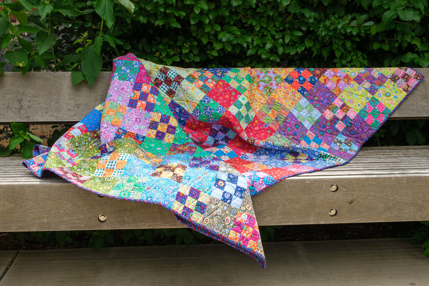 PRE-ORDER Kaffe Fassett - Nine-Patch Hopscotch Quilt Kit - featuring Bits & Bobs - Kaffe Fassett Collective - 67.5" x 81" - December 2026