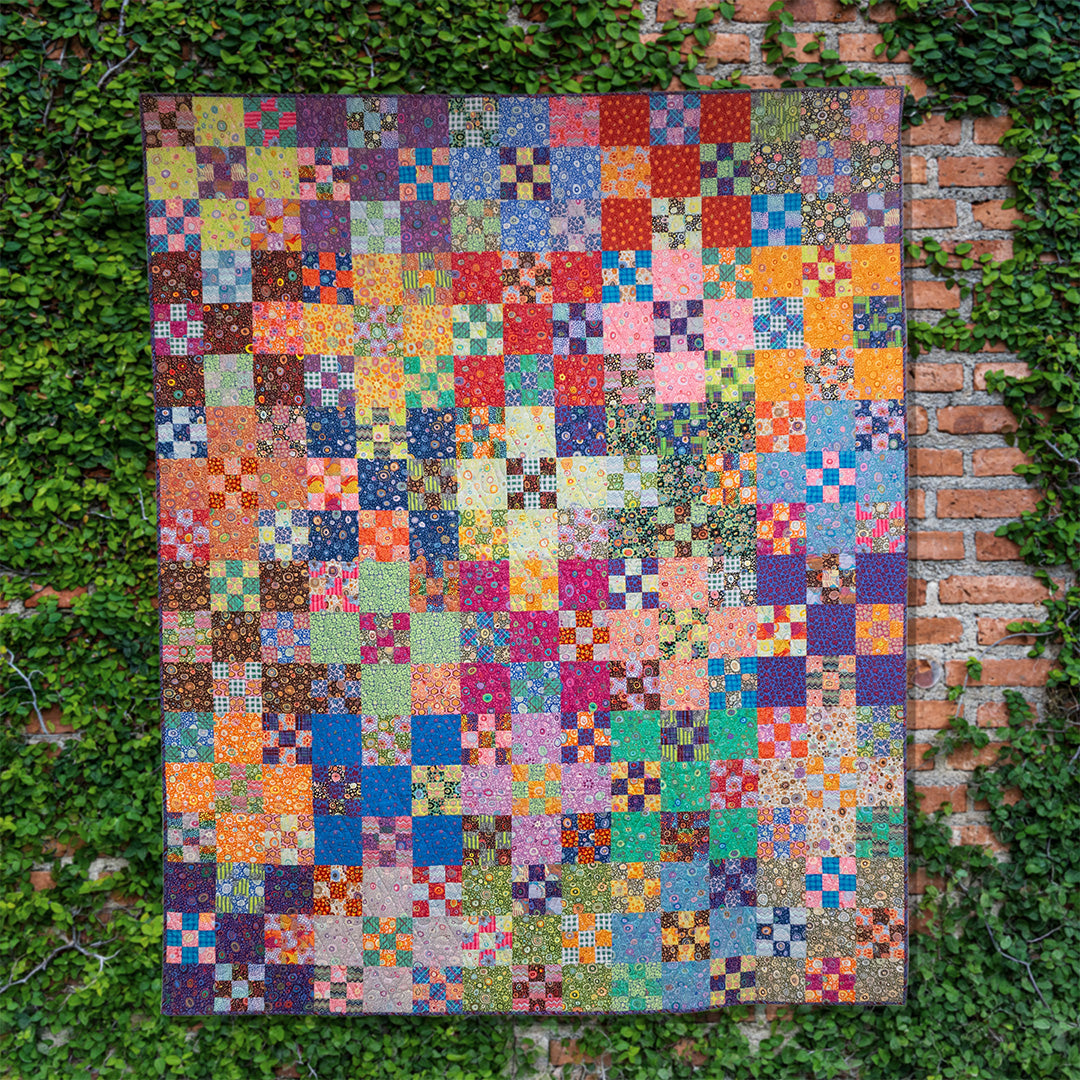 PRE-ORDER Kaffe Fassett - Nine-Patch Hopscotch Quilt Kit - featuring Bits & Bobs - Kaffe Fassett Collective - 67.5" x 81" - December 2026