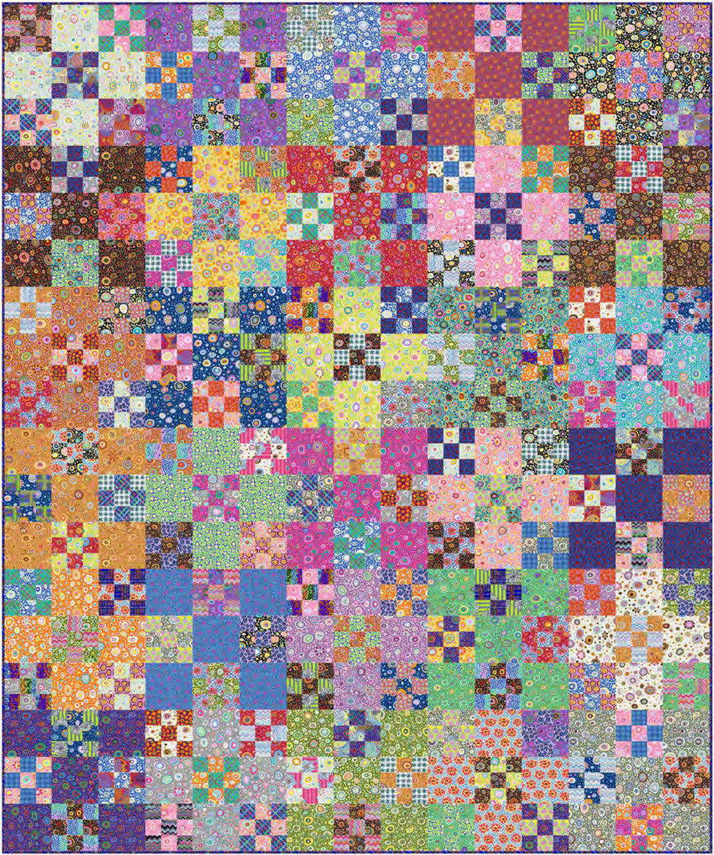 PRE-ORDER Kaffe Fassett - Nine-Patch Hopscotch Quilt Kit - featuring Bits & Bobs - Kaffe Fassett Collective - 67.5" x 81" - December 2026
