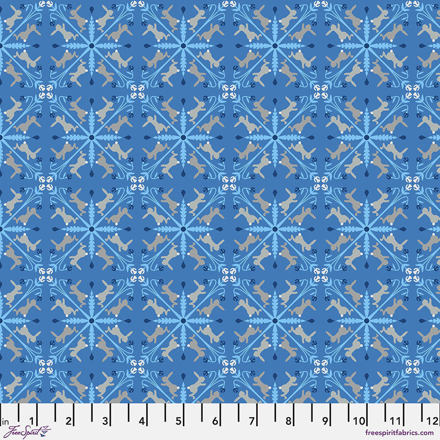 ***SALE*** Racing Rabbits - Blue - Backyard Wonder by Adam Trest for FREESPIRIT - PWAT010.BLUE