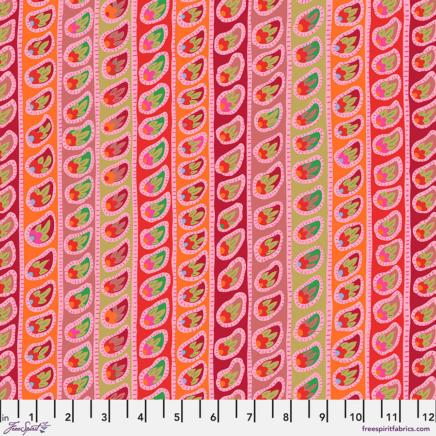 PRE-ORDER - PAISLEY STRIPE - RED - Kaffe: From the Archives PWGP032.RED  - December 2025