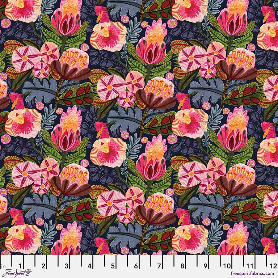 ***SALE*** Enchanted Paradise - indigo - Paradise Blooms - Kirsten Katz for FREESPIRIT -  PWKI006.INDIGO
