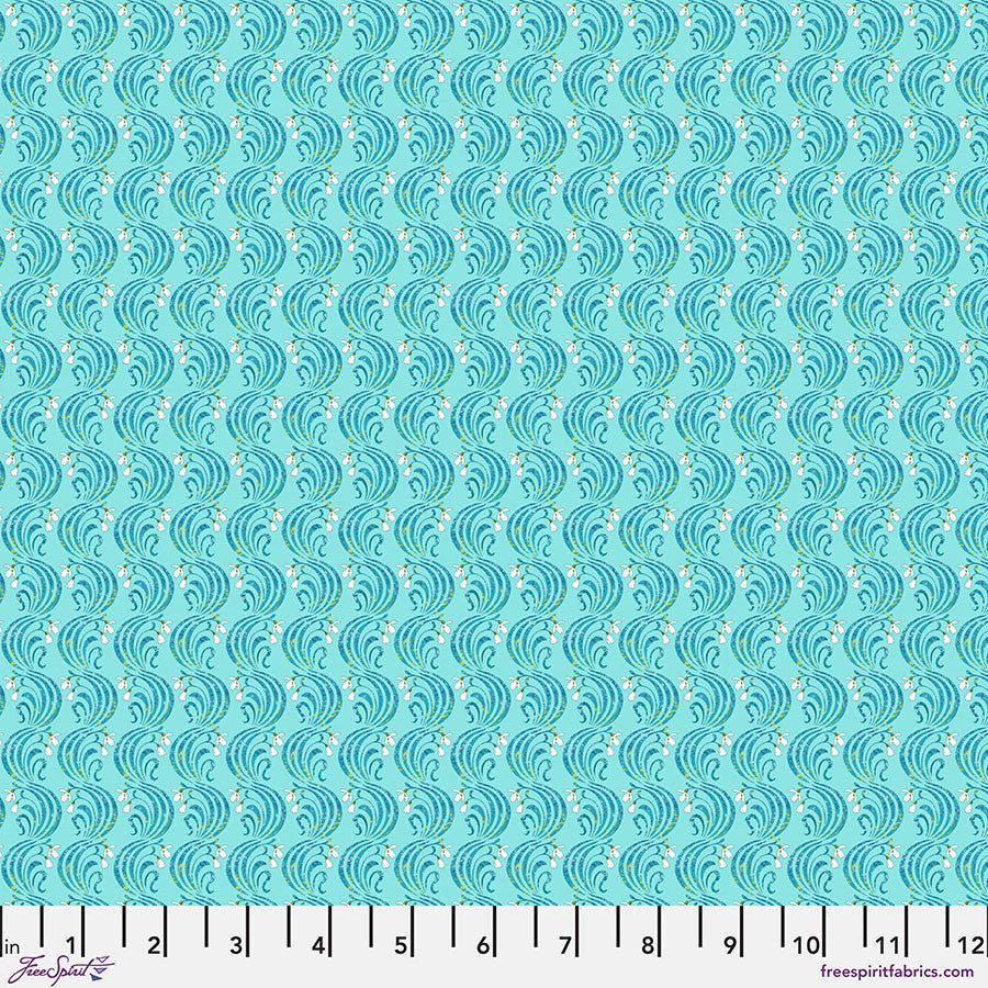 ***SALE*** January - Turquoise - Language of Flowers - Odile Bailloeul for FREESPIRIT - PWOB110.TURQUOISE
