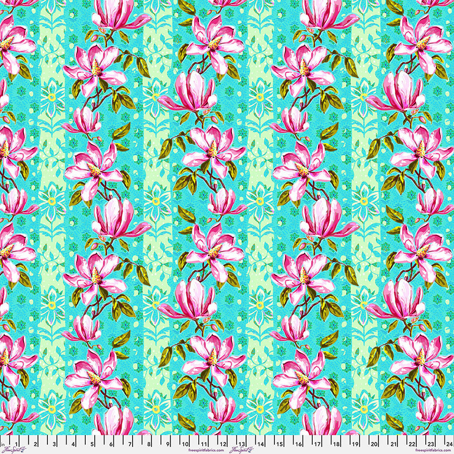 ***SALE*** Magnolias - Blue - Festival - Odile Bailloeul for FREESPIRIT -  PWOB119.BLUE