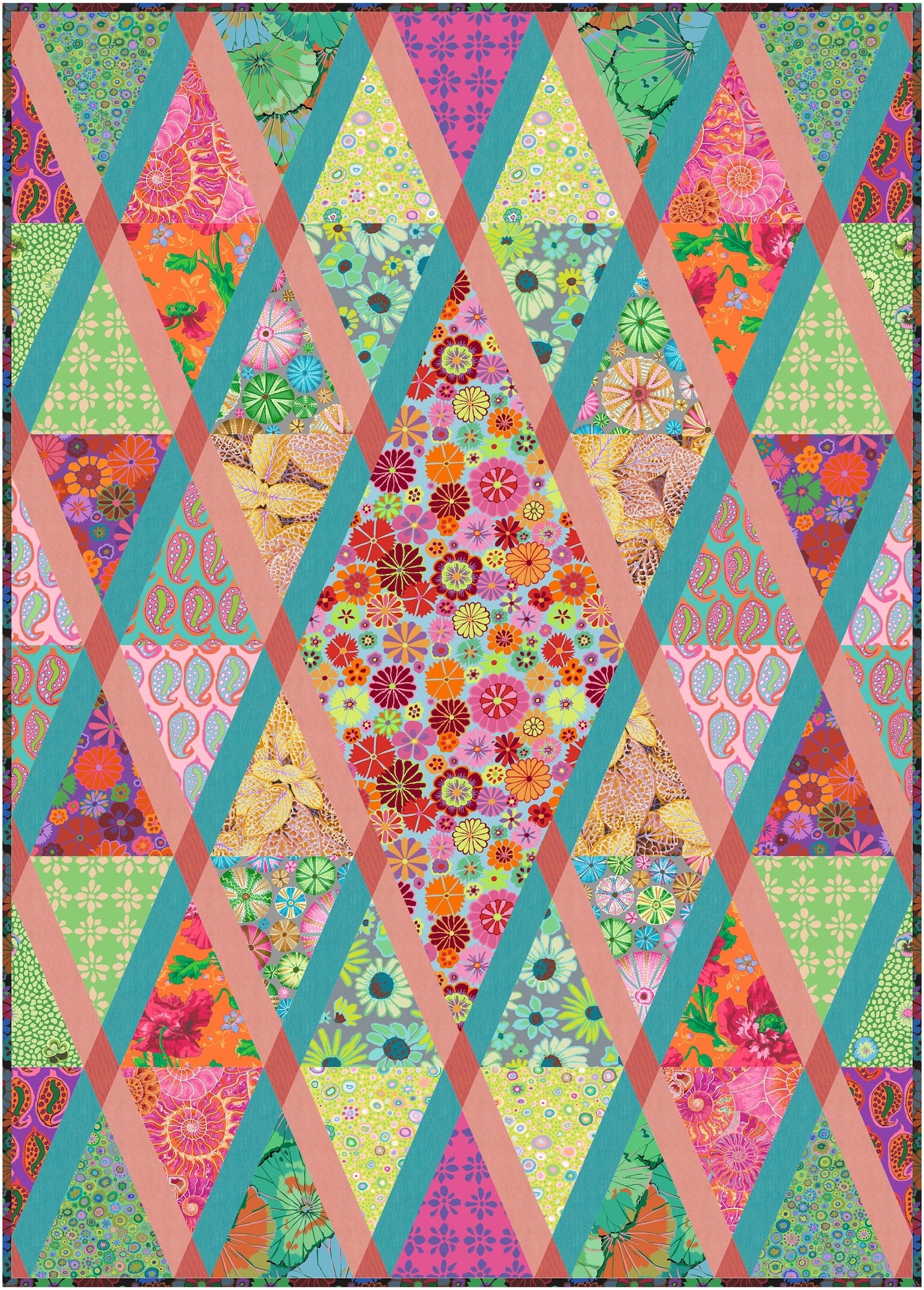RAINBOW SHERBET DIAMONDS IN THE ROUGH Quilt Kit -  50" X 70 3/8"  - Kaffe Fassett Collective
