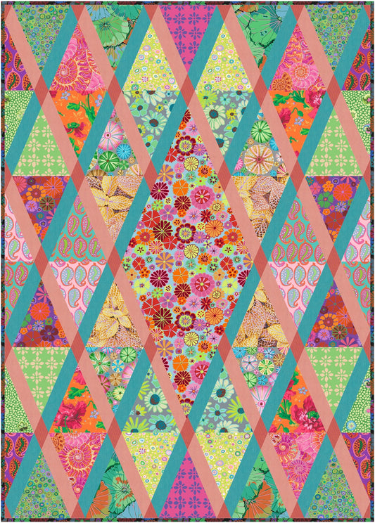 RAINBOW SHERBET DIAMONDS IN THE ROUGH Quilt Kit -  50" X 70 3/8"  - Kaffe Fassett Collective