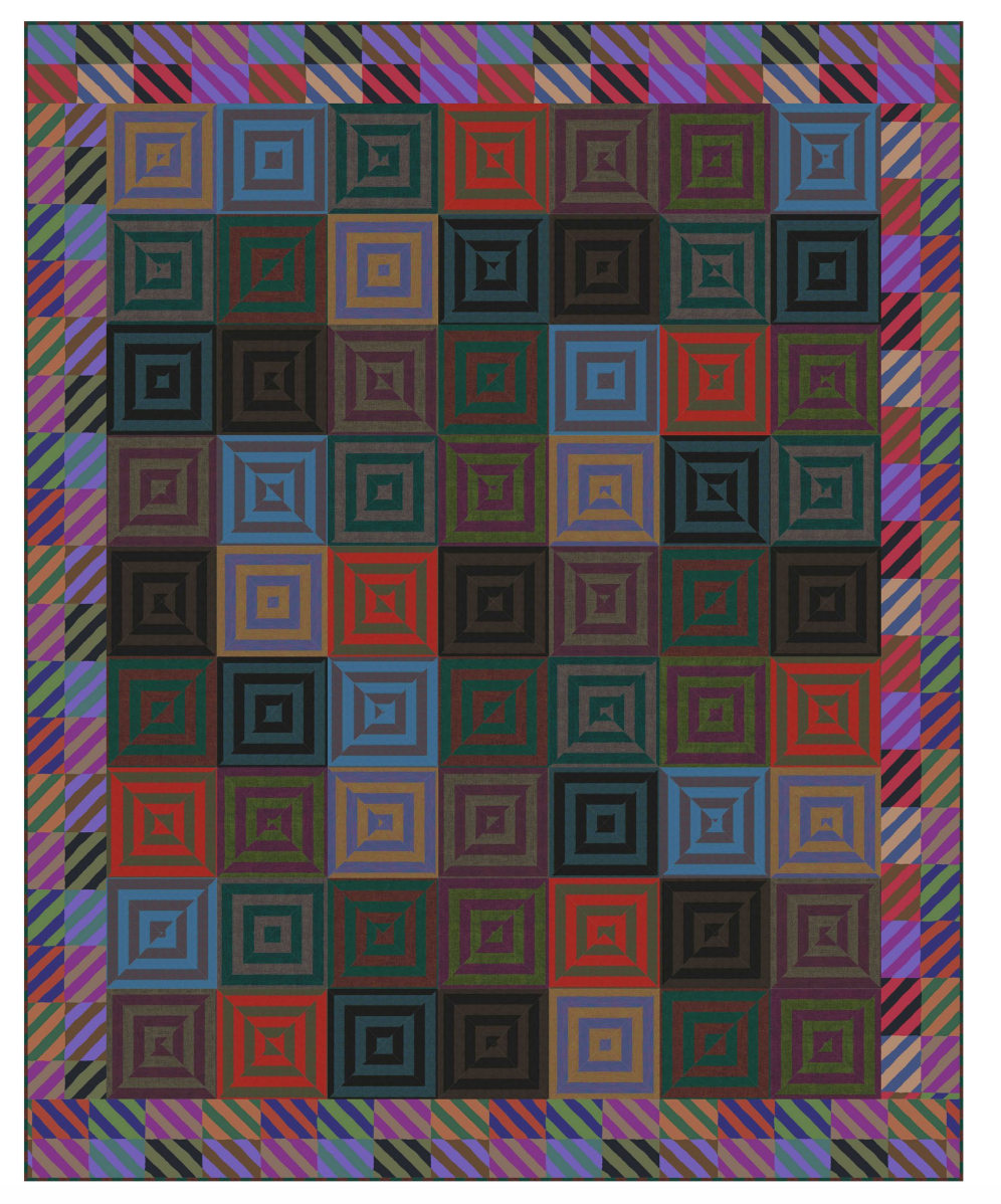 Optical Squares Dark Quilt- Download PDF Pattern