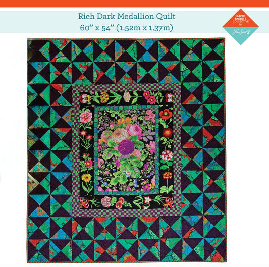 PRE-order - Rich Dark Medallion Quilt – Fabric Pack -  60" X 54" - Kaffe Fassett Collective - Quilts in London