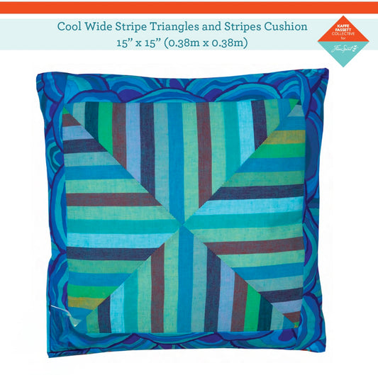 PRE-order - Cool Wide Stripe Triangles and Stripes Cushion - 2 pack – Fabric Pack -  15" X 15" - Kaffe Fassett Collective - Quilts in London