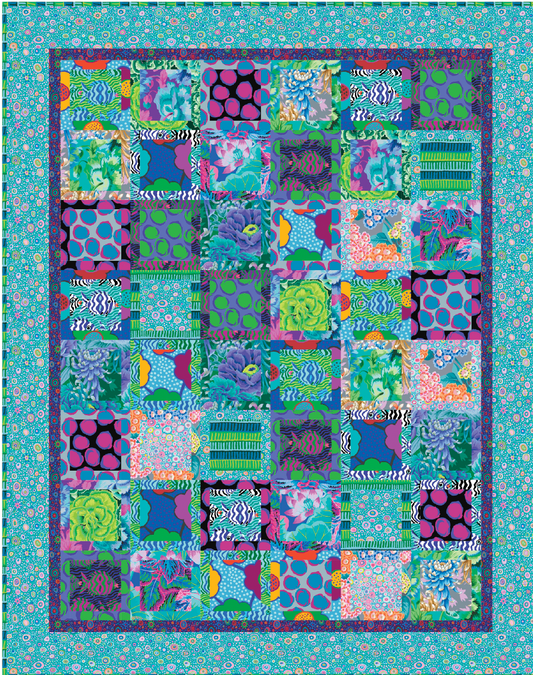 Kaffe Fassett – Magic Squares Quilt Kit - Pattern included – Cool - August 2025 - 57" x 72"