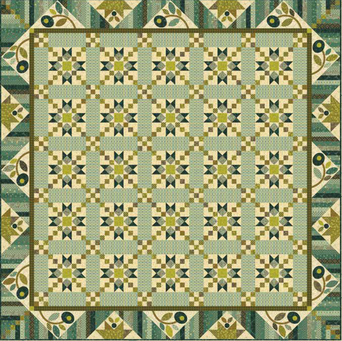 Sage & Sea Glass Star Chain Quilt - Download PDF Pattern