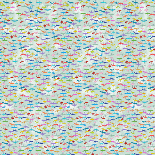 Siberian Cranes Aqua - Migration- Lorraine Turner - Freespirit Fabric - PWLT021.AQUA